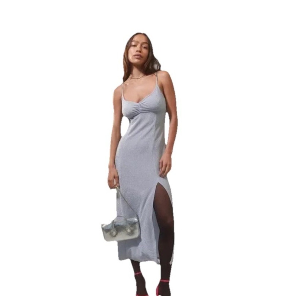 Urban Outfitters Arna Sparkle Midi Dress Light Blue Medium NWT Women's Medium